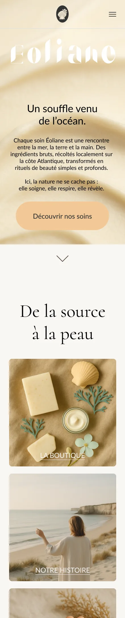 Page d'accueil Éoliane — version mobile
