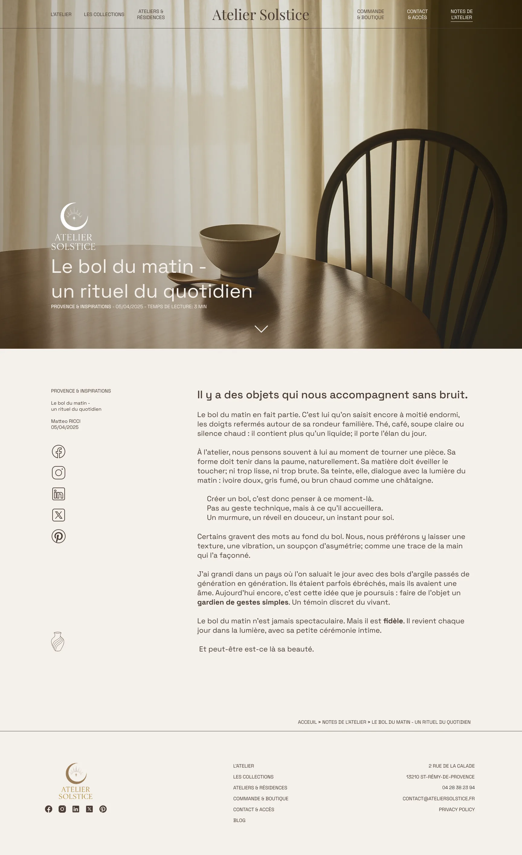 Article du blog Atelier Solstice
