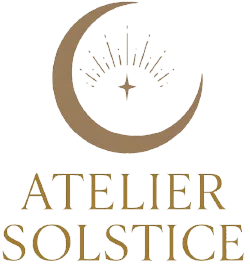 Logo Atelier Solstice après refonte - symbole lune et lumière